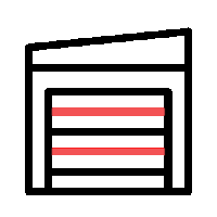 Warehouse garage door icon for commercial and industrial door installation services