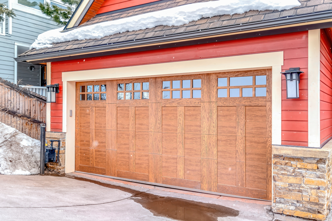 White residential garage door on Canadian home