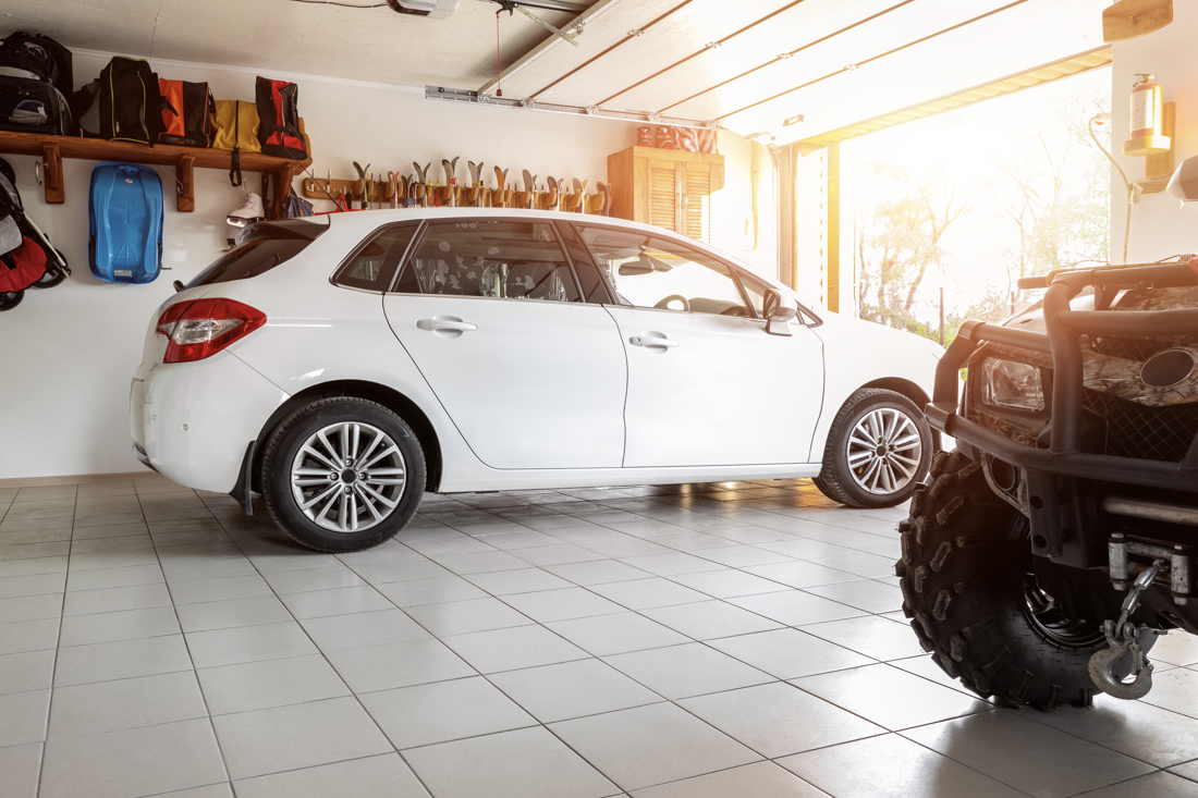 Modern insulated garage doors on Canadian home