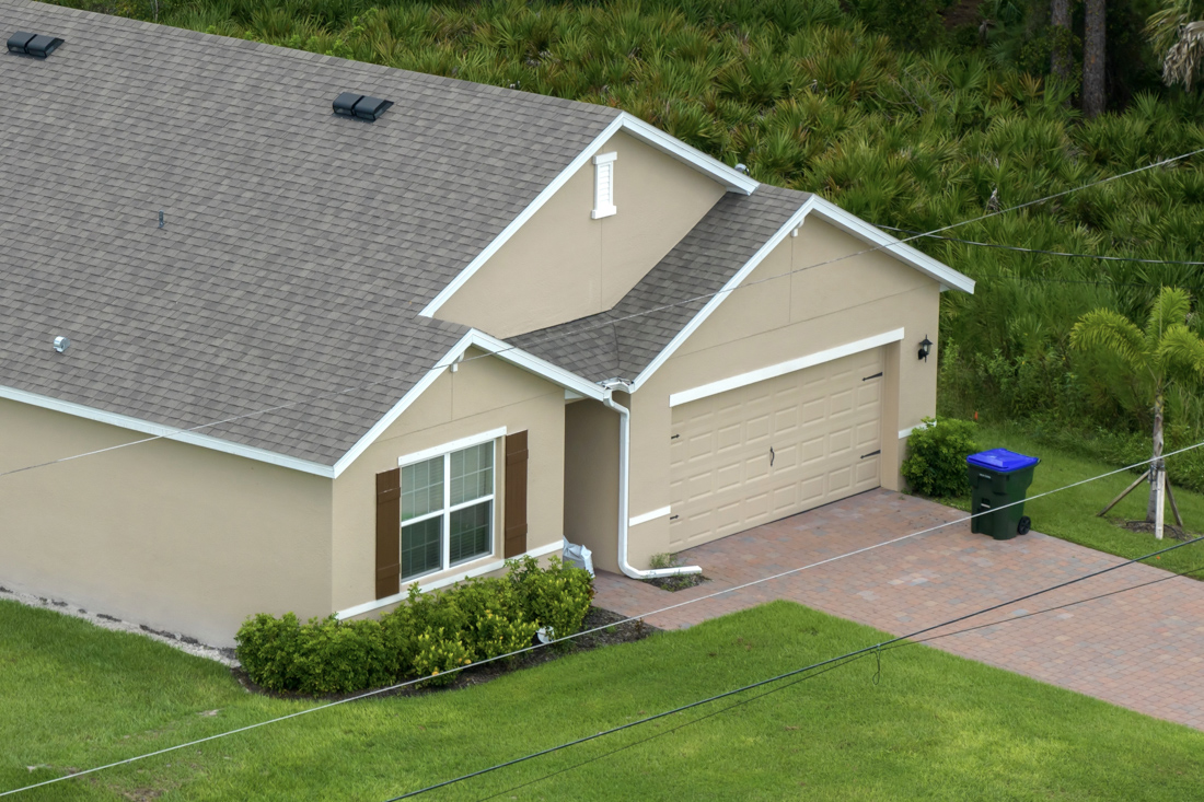 Modern garage door on Canadian home