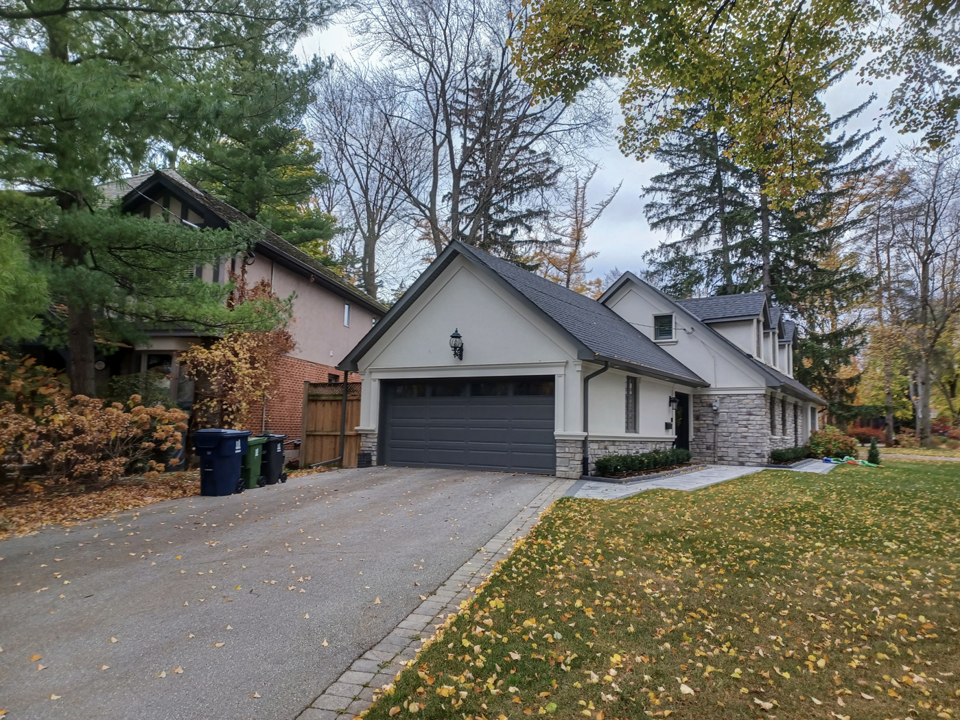 Residential garage door on Canadian home driveway