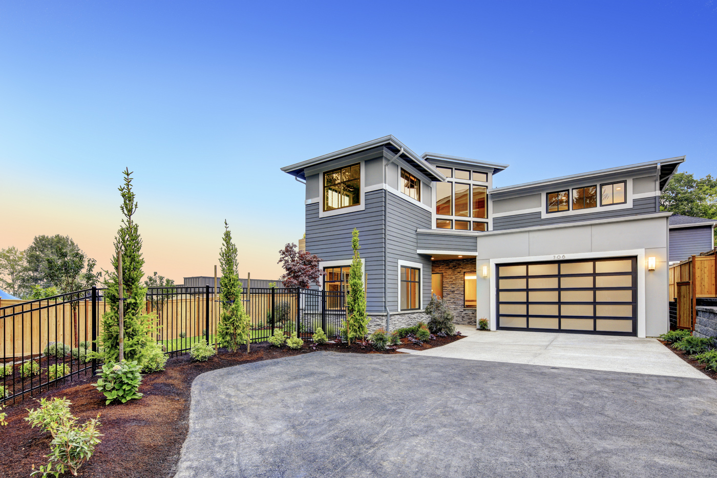 Modern residential garage door on Canadian home