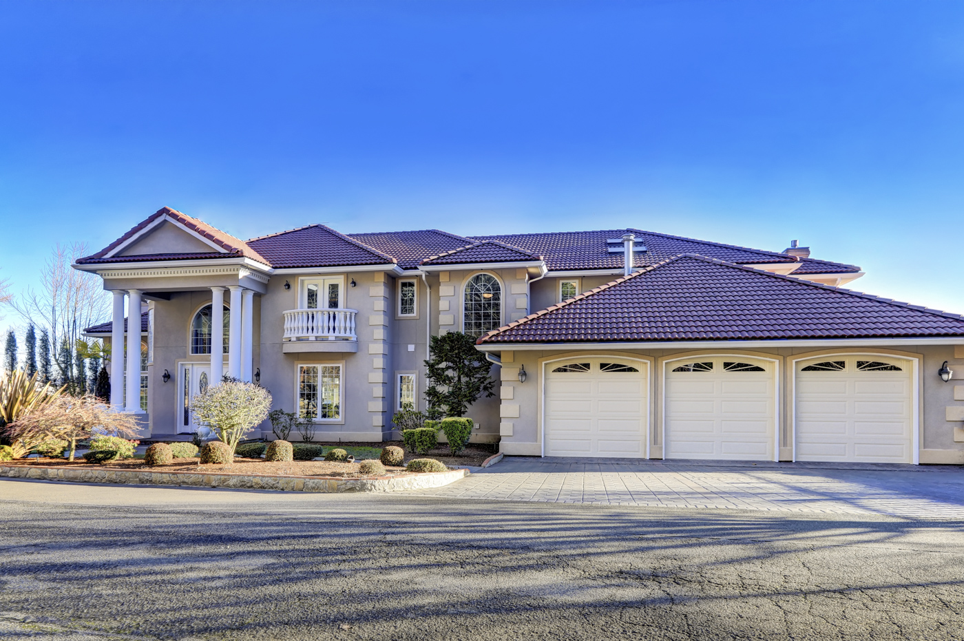 Residential garage doors on luxury home